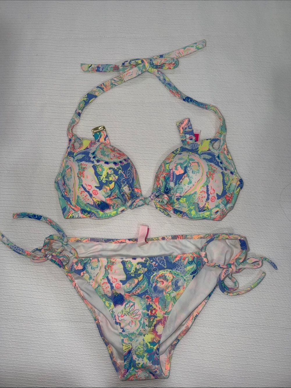 Victoria's Secret Pastel Floral Tie-Side Bikini 32D/Small